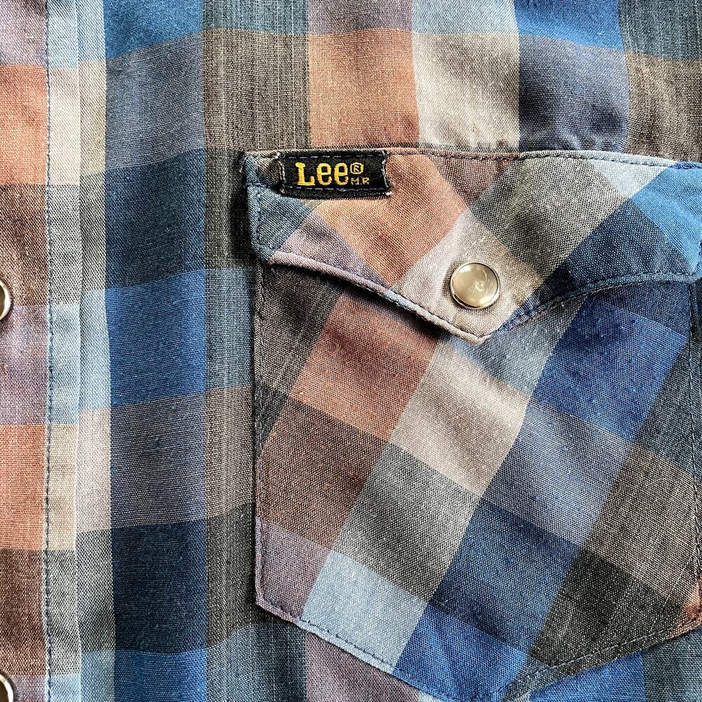 Vintage LEE Blues Browns Pearl Snap Western Shirt - Medium - Picture 3 of 6